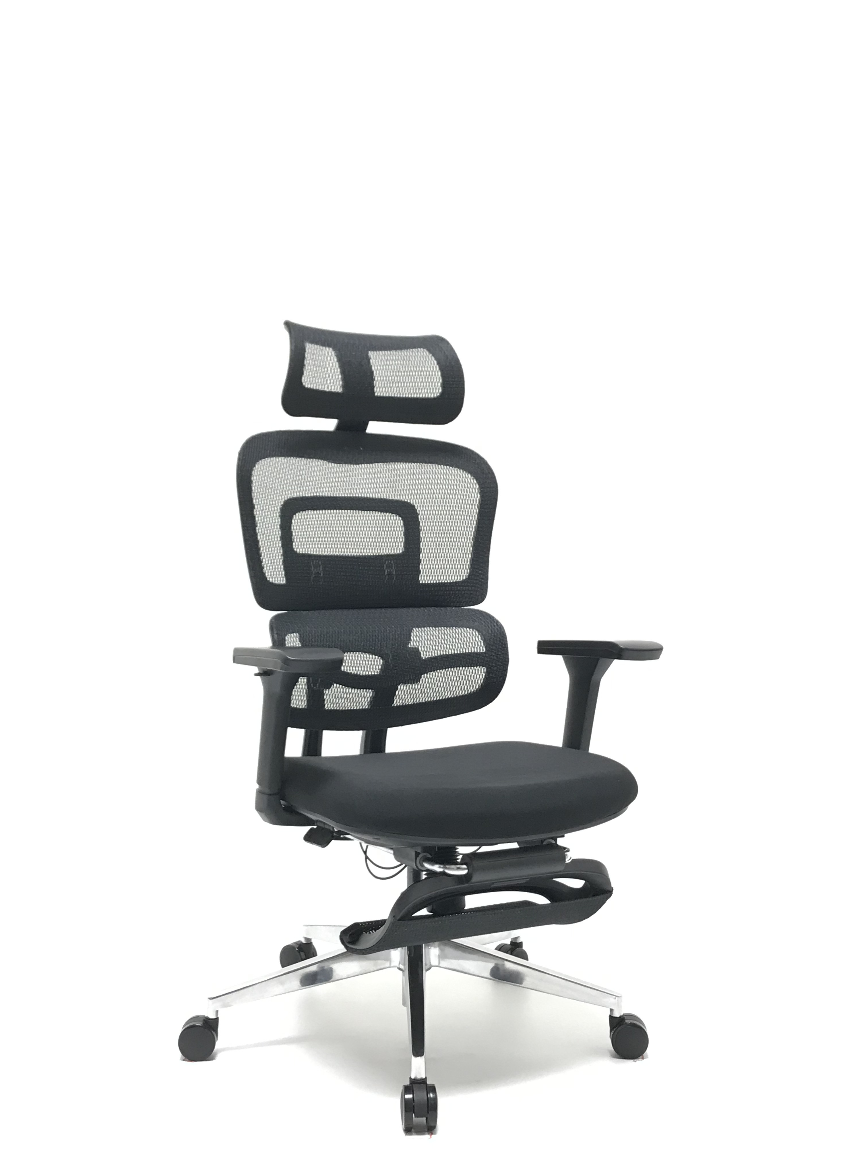 Ergonomic Swiveling High-back Black Chair M181A-1 with Footrest for Office Meeting Room