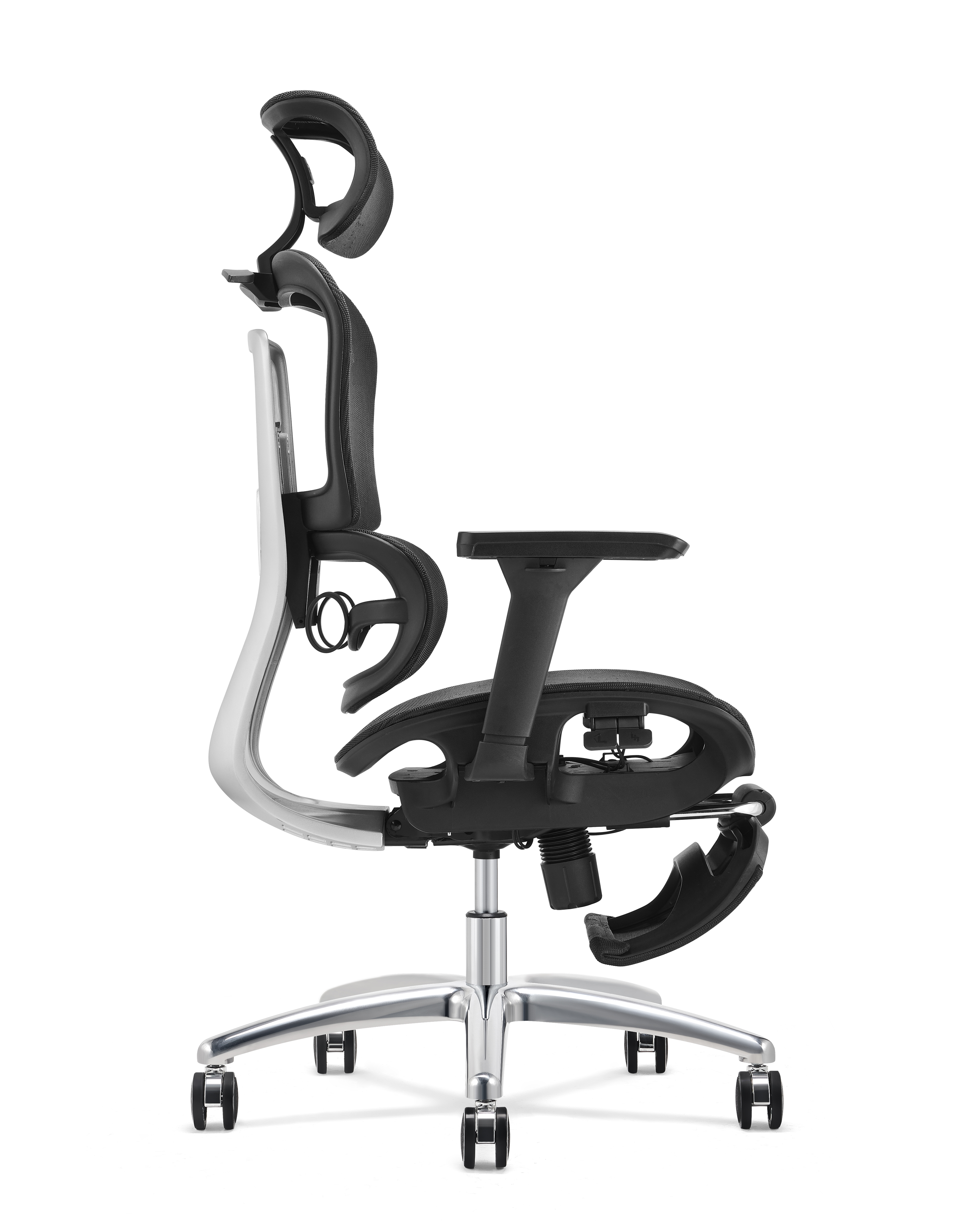 Ergonomic Swiveling High-back Black Chair M181A-1 Footrest AL Base for Office Meeting Room