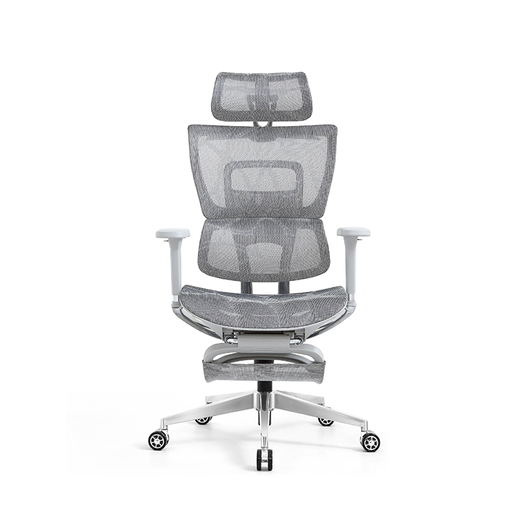 Ergonomic Swiveling High-back Grey Chair LW180TA-2 with Footrest