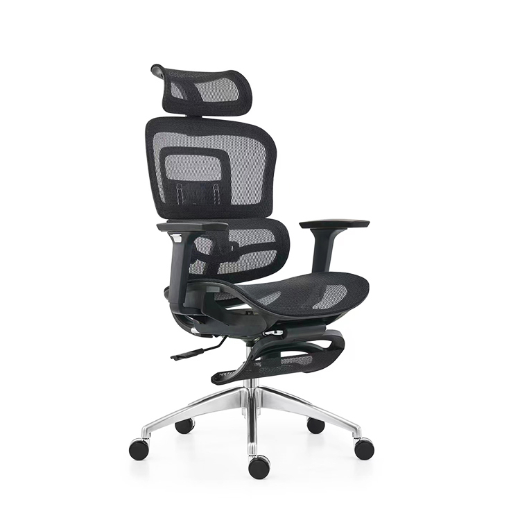 Ergonomic Swiveling High-back Black Chair LW180TA-1 with Footrest