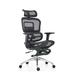 Ergonomic Swiveling High-back Black Chair M181A-1 Footrest AL Base for Office Meeting Room