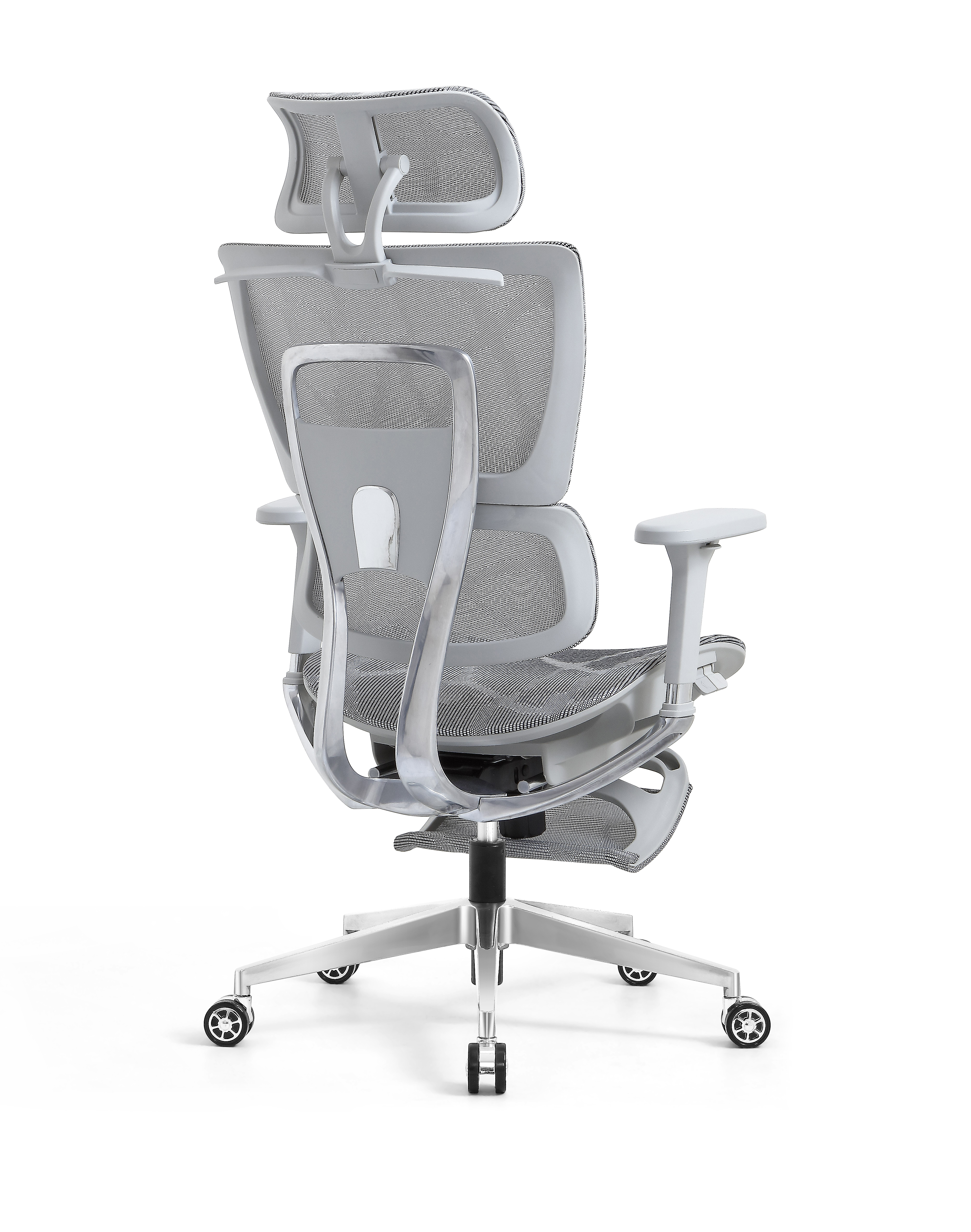 Ergonomic Swiveling High-back Grey Chair LW180TA-2 with Footrest