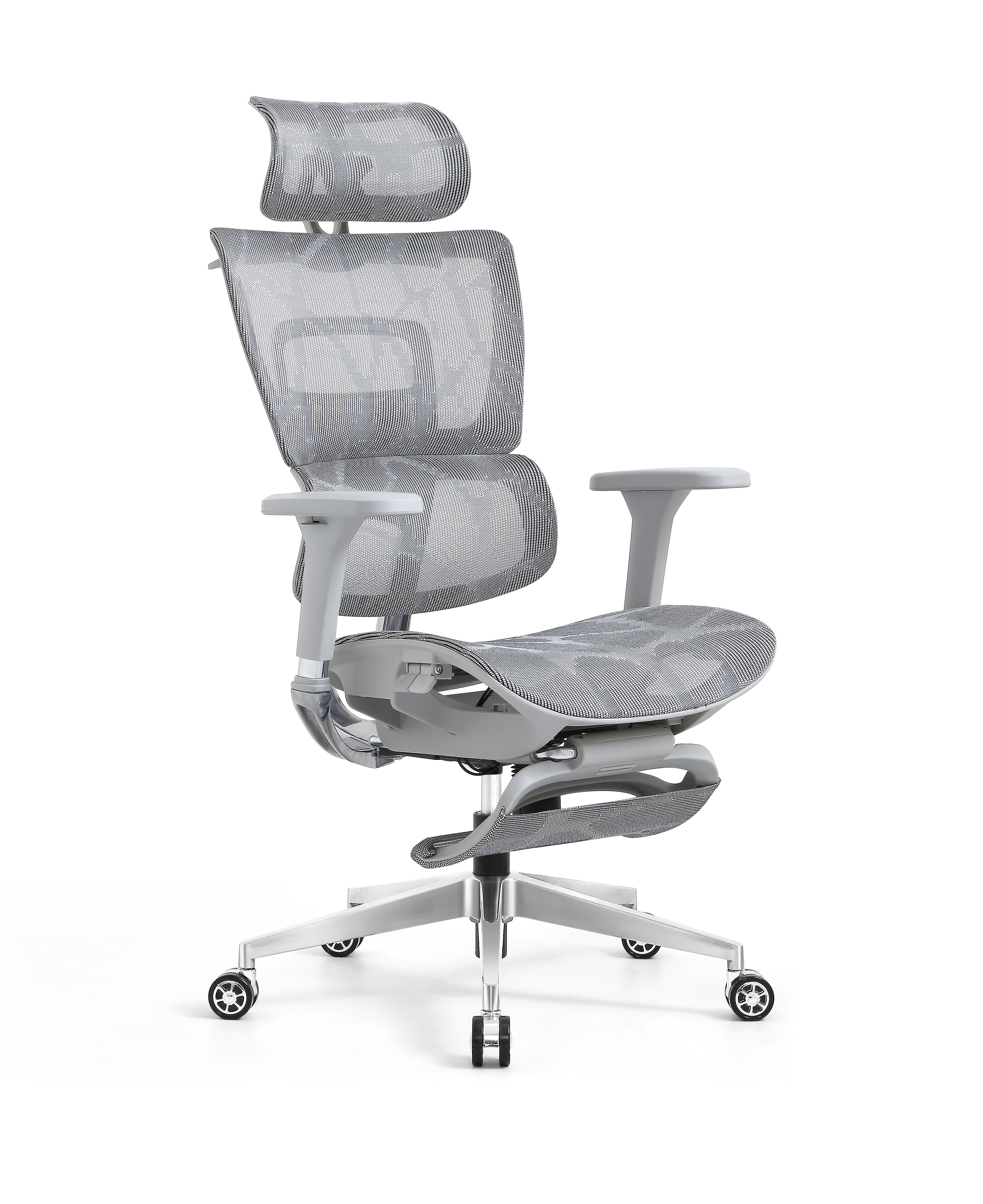 Ergonomic Swiveling High-back Grey Chair LW180TA-2 with Footrest