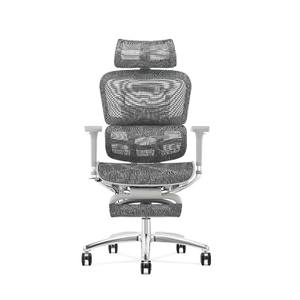 Ergonomic Swiveling High-back Grey Chair M181A-2 Footrest AL Base for Office Meeting Room