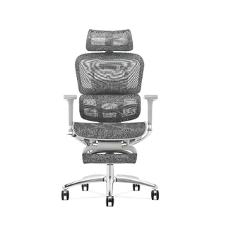 Ergonomic Swiveling High-back Grey Chair M181A-2 Footrest AL Base for Office Meeting Room