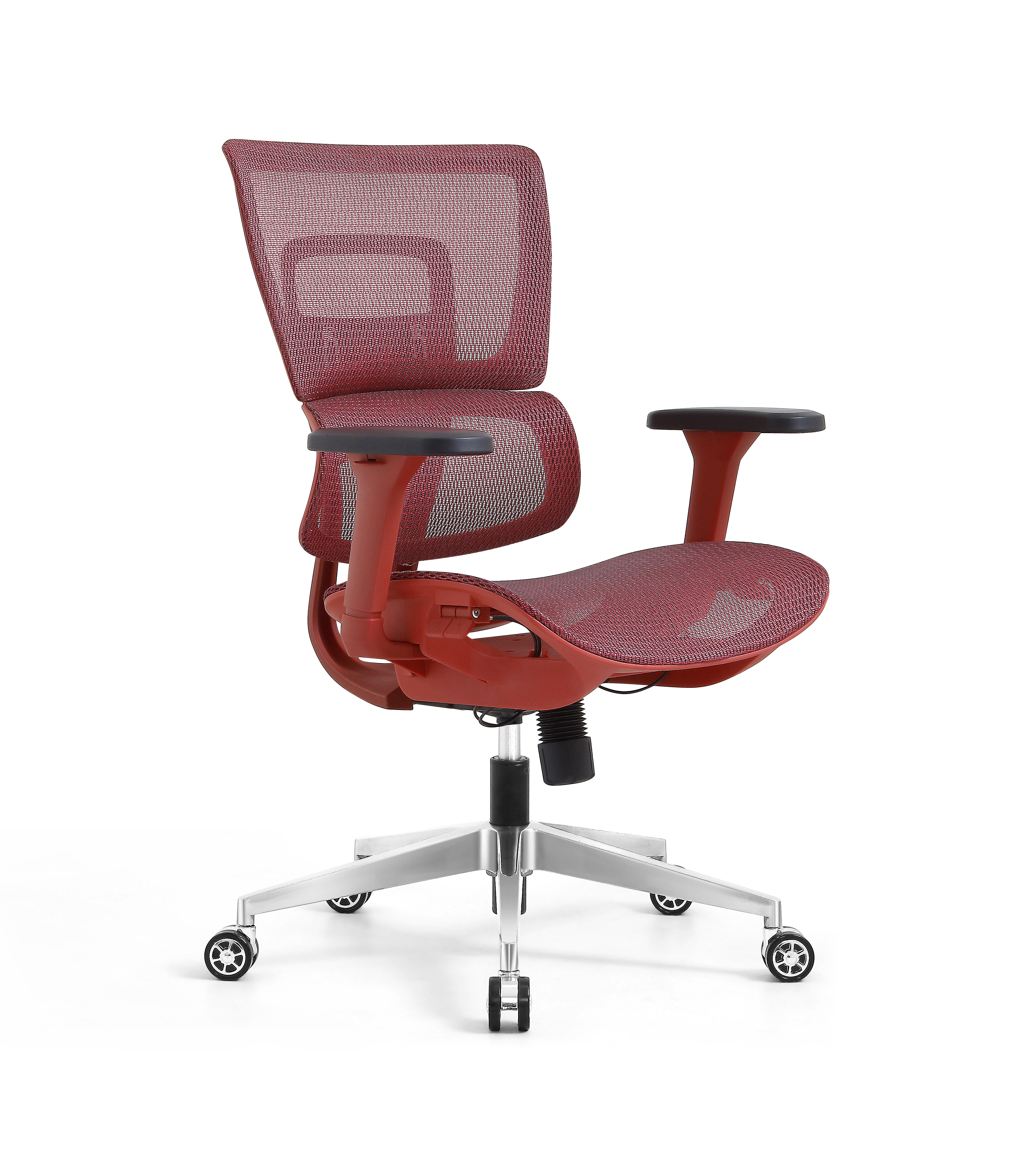 Ergonomic Swiveling Mid-back Red Chair W180TC-3