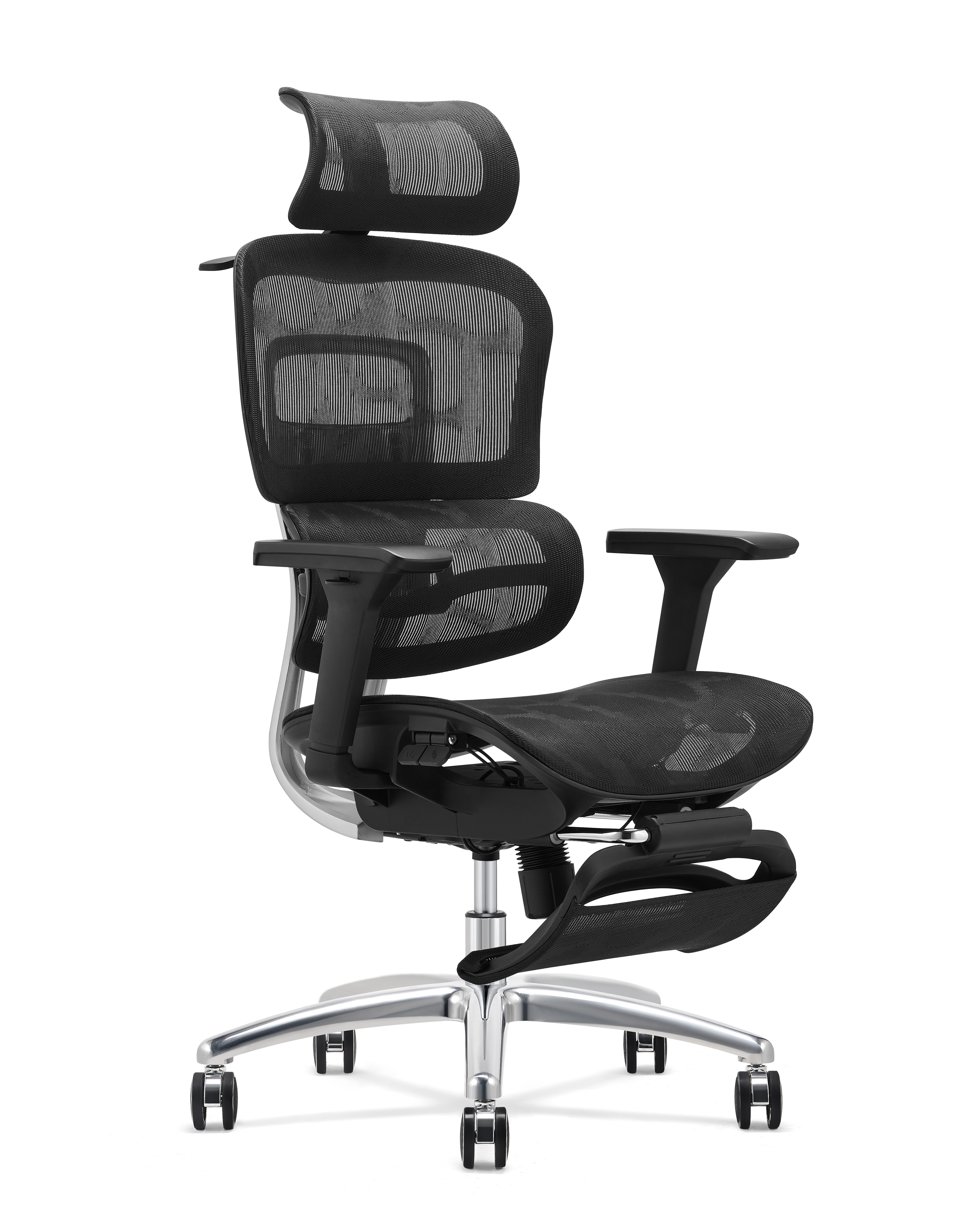 Ergonomic Swiveling High-back Black Chair M181A-1 Footrest AL Base for Office Meeting Room