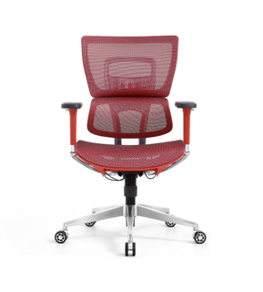 Ergonomic Swiveling Mid-back Red Chair LW180TC-3