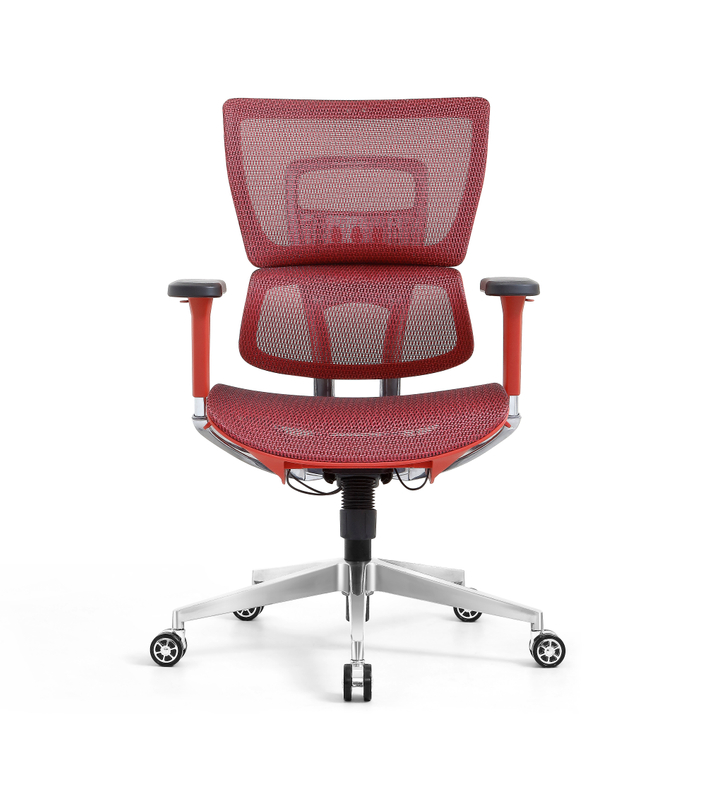 Ergonomic Swiveling Mid-back Red Chair LW180TC-3