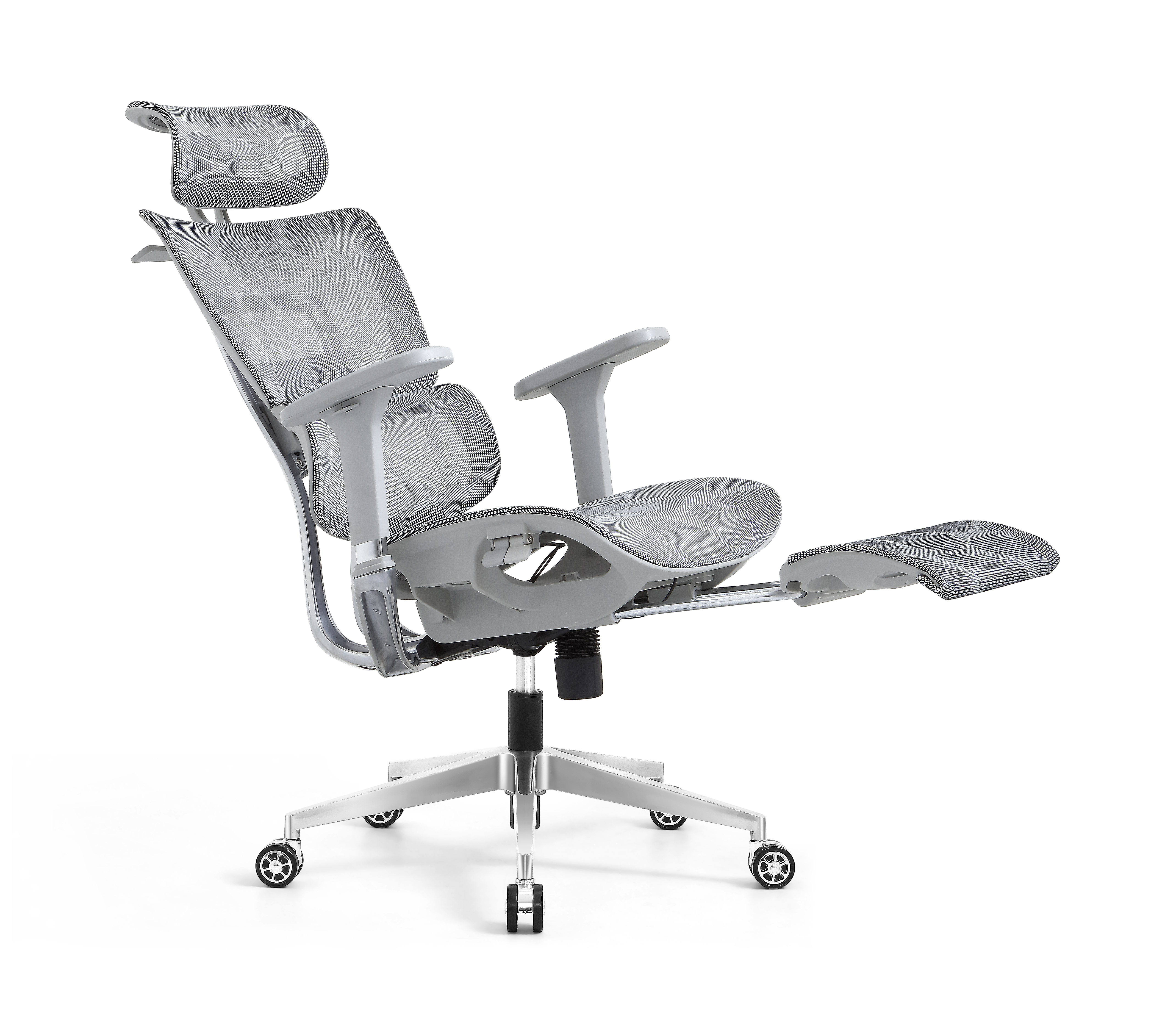 Ergonomic Swiveling High-back Grey Chair LW180TA-2 with Footrest